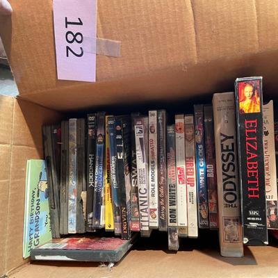 Box of DVDs/ VHS