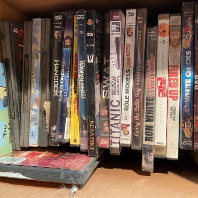 Box of DVDs/ VHS