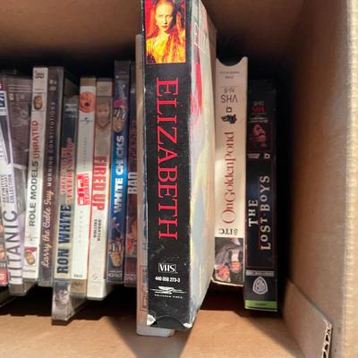 Box of DVDs/ VHS