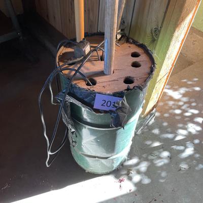 Bucket with yard tools