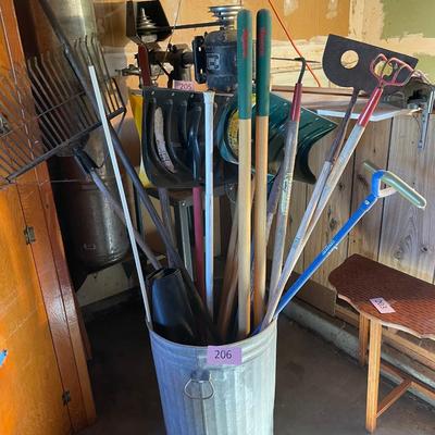 Trash can of yard tools!