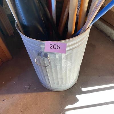 Trash can of yard tools!