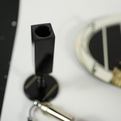 NINE PIECE ART DECO VANITY SET TO BLACK W/SILVER TRIM.