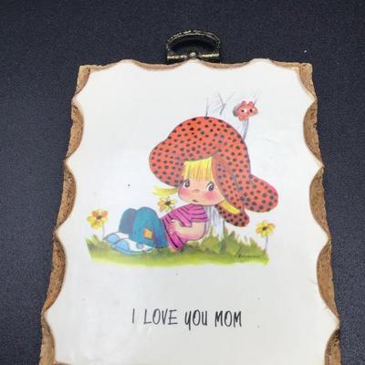 Vintage Paula Cutes Hanging Plaque â€œI Love You Momâ€