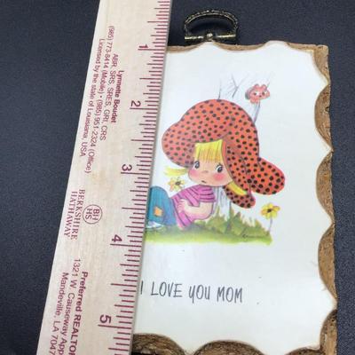 Vintage Paula Cutes Hanging Plaque â€œI Love You Momâ€