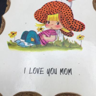 Vintage Paula Cutes Hanging Plaque â€œI Love You Momâ€