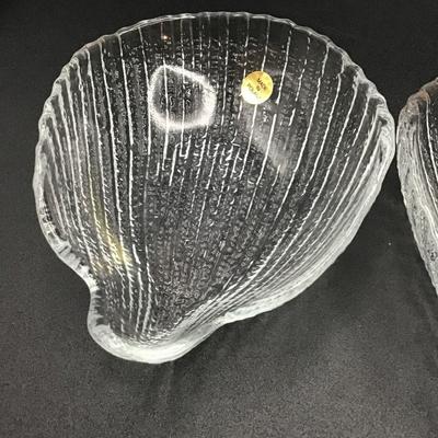 4 Vintage Polish Shell Clear Textured Glass Candy/Nut/Trinket Dishes