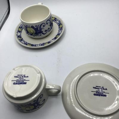2 VILLEROY BOCH CUPS SAUCERS Clacquesin Cadiz