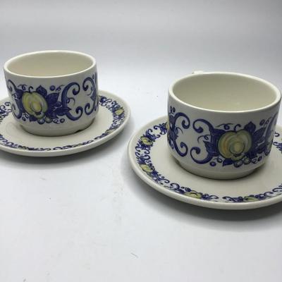 2 VILLEROY BOCH CUPS SAUCERS Clacquesin Cadiz