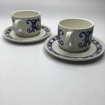 2 VILLEROY BOCH CUPS SAUCERS Clacquesin Cadiz
