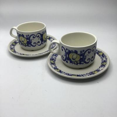 2 VILLEROY BOCH CUPS SAUCERS Clacquesin Cadiz