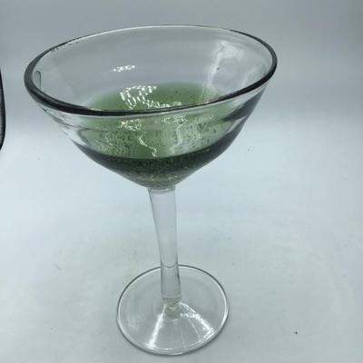 Green with Gold Flecks Martini Glass