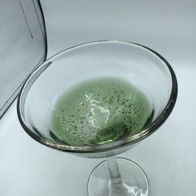 Green with Gold Flecks Martini Glass