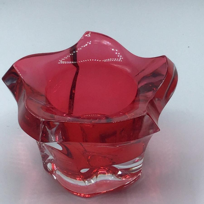 MIKASA PACIFIC WAVE RED VOTIVE TEA LIGHT HOLDER CZECH REPUBLIC
