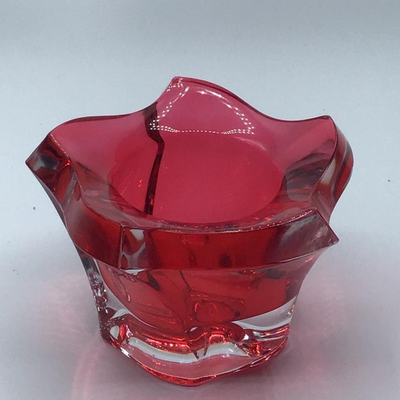 MIKASA PACIFIC WAVE RED VOTIVE TEA LIGHT HOLDER CZECH REPUBLIC