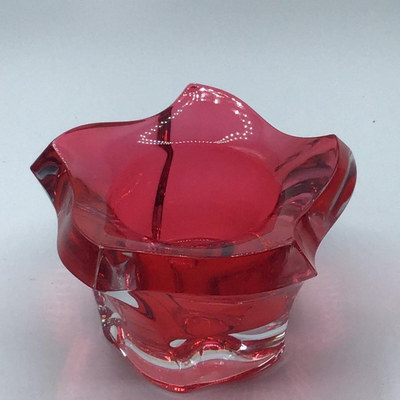 MIKASA PACIFIC WAVE RED VOTIVE TEA LIGHT HOLDER CZECH REPUBLIC