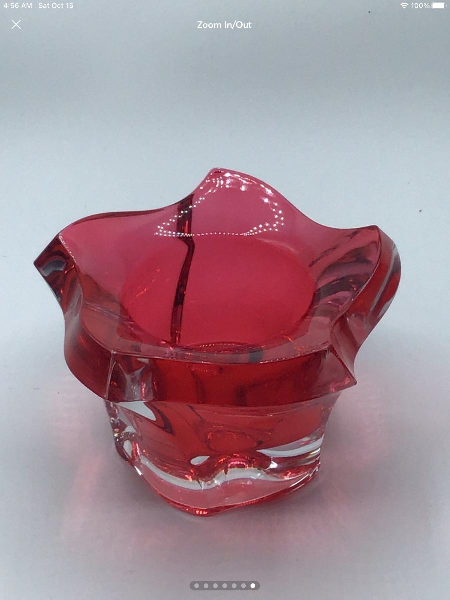 MIKASA PACIFIC WAVE RED VOTIVE TEA LIGHT HOLDER CZECH REPUBLIC