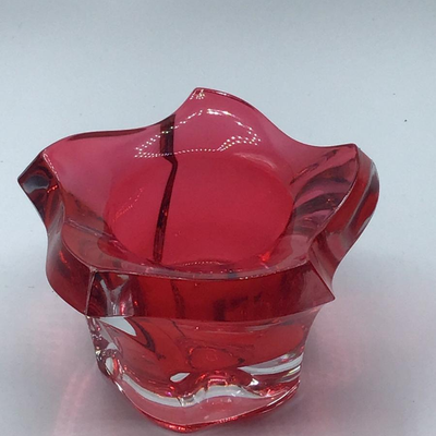 MIKASA PACIFIC WAVE RED VOTIVE TEA LIGHT HOLDER CZECH REPUBLIC