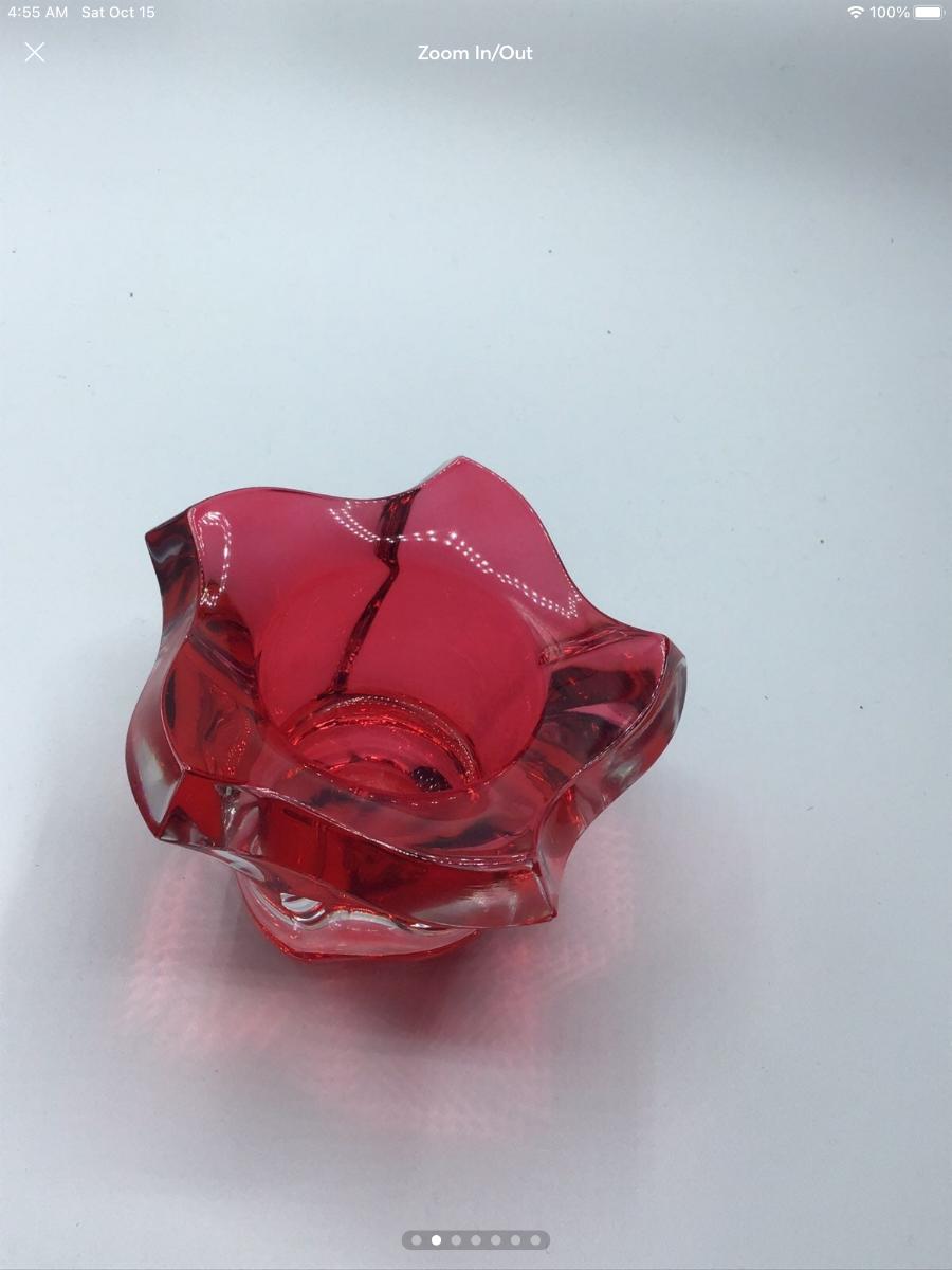 MIKASA PACIFIC WAVE RED VOTIVE TEA LIGHT HOLDER CZECH REPUBLIC