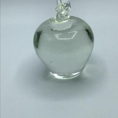 Clear Glass Apple Paperweight