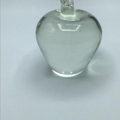 Clear Glass Apple Paperweight