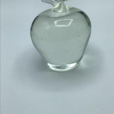 Clear Glass Apple Paperweight