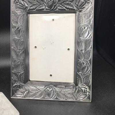 Vintage Crystal Picture Frame and Glass Box