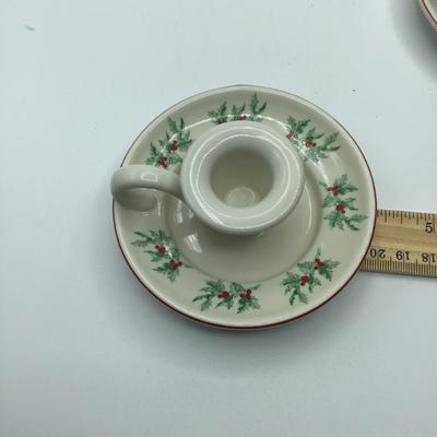 Vintage Candlestick Holders with Holly