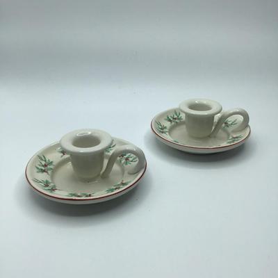 Vintage Candlestick Holders with Holly