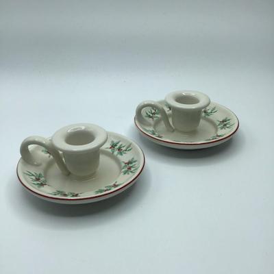 Vintage Candlestick Holders with Holly