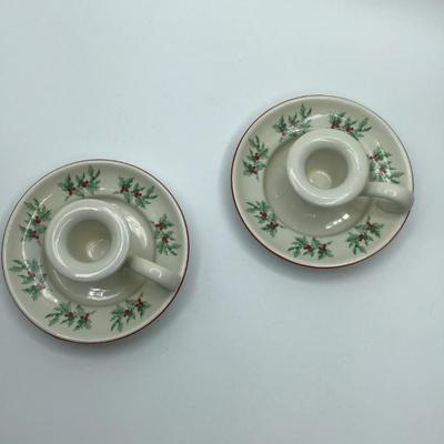 Vintage Candlestick Holders with Holly