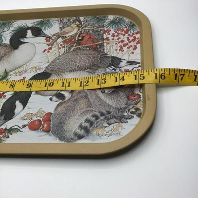 Vintage Tin Serving Tray "Preparing for Winter"