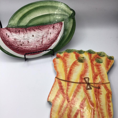 Vintage Cerimiche Watermelon and Carrot Trivet