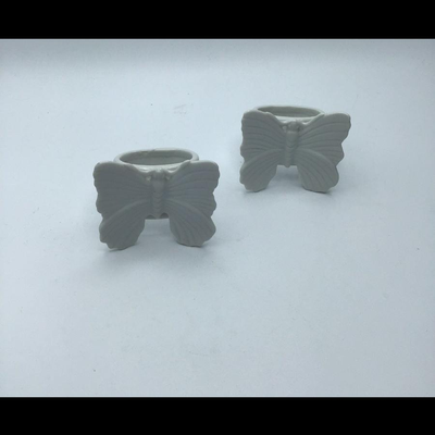 Vintage Fitz and Floyd White Porcelain Butterfly Napkin Rings 