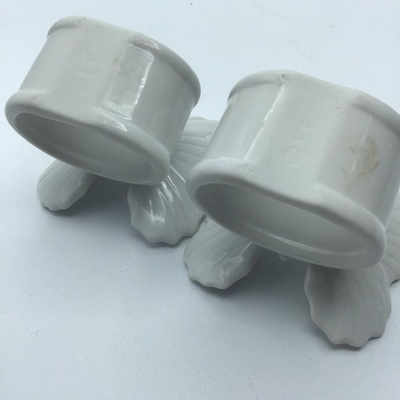 Vintage Fitz and Floyd White Porcelain Butterfly Napkin Rings 