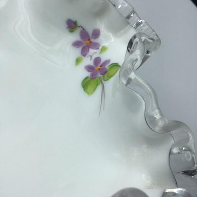 Vintage Fenton Silver Crest Bell Violets In The Snow