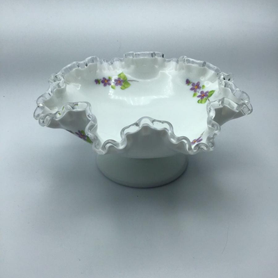 Vintage Fenton Silver Crest Bell Violets In The Snow