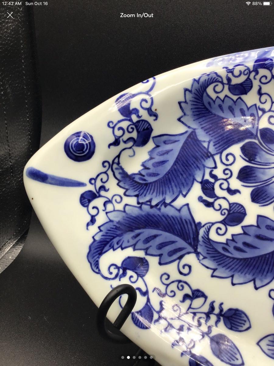 Vintage Fish Shaped Plate Platter Blue And White Delft Style