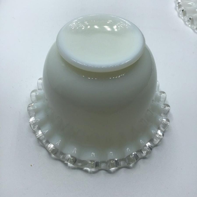 Fenton Silver Crest Ruffled Edge Condiment Mayo Bowl with Under Plate
