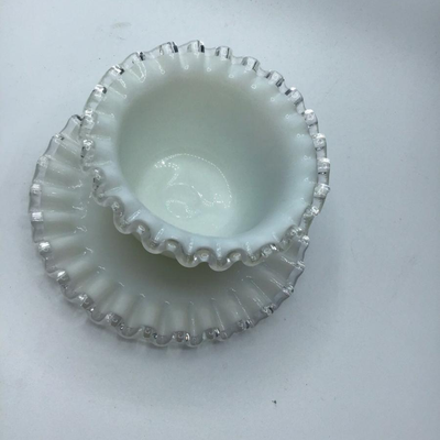 Fenton Silver Crest Ruffled Edge Condiment Mayo Bowl with Under Plate