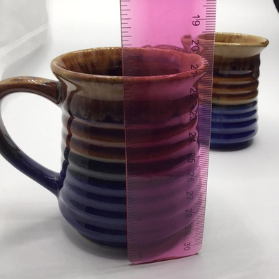 70s drip glaze Coffee Mugs Cups Turquoise/Cobalt/Brown Taiwan