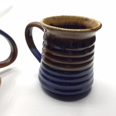 70s drip glaze Coffee Mugs Cups Turquoise/Cobalt/Brown Taiwan