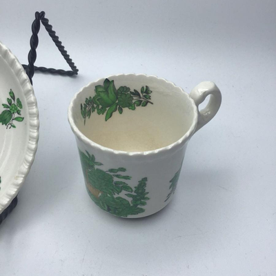 Spode Copeland Green Basket Cup & Saucer Set