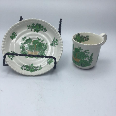 Spode Copeland Green Basket Cup & Saucer Set