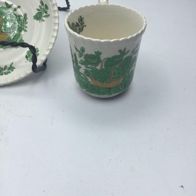 Spode Copeland Green Basket Cup & Saucer Set