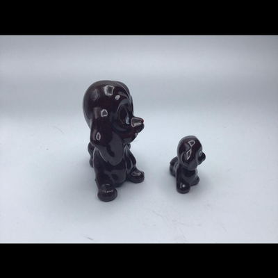 Vintage Mama Dog and Puppy Brown Redware