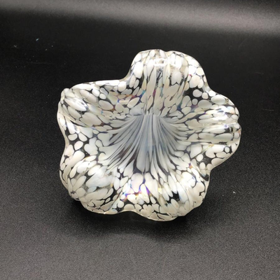 Vintage Hand Blown Art Glass Iridescent Lily