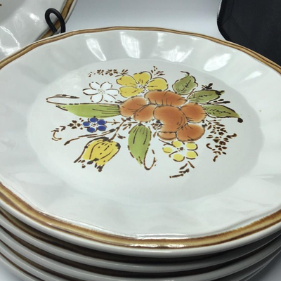 1970's Stoneware Wildflower Dinner Plates