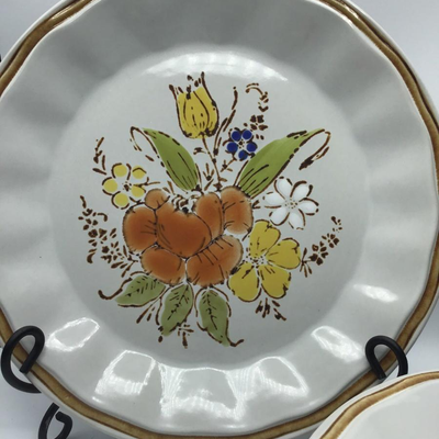 1970's Stoneware Wildflower Dinner Plates