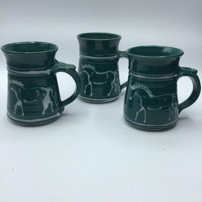 Studio Art Pottery Horse Mug signed Katz